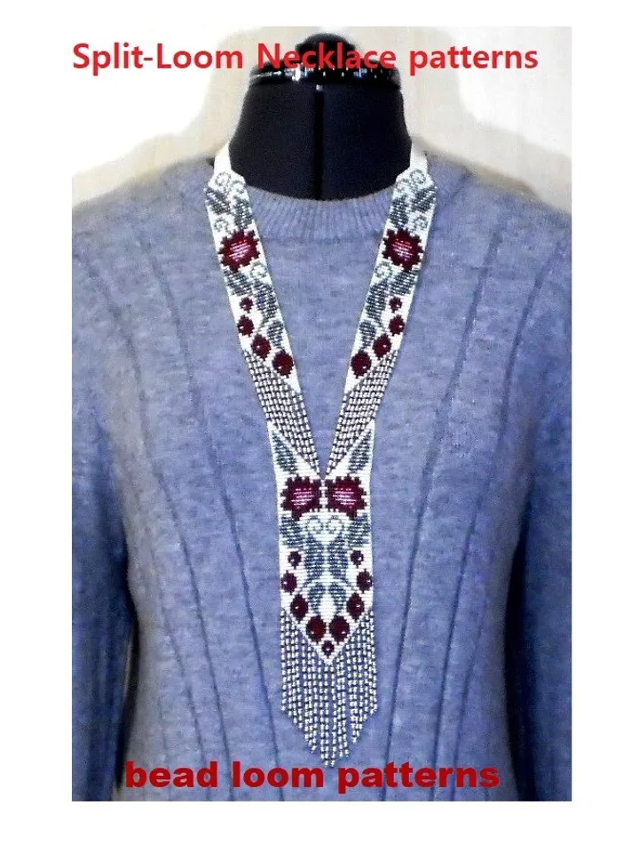 Bead loom patterns, schemes for a Gerdan-Split-Loom Necklace, Beading Loom only Pattern Instant Download, PDF