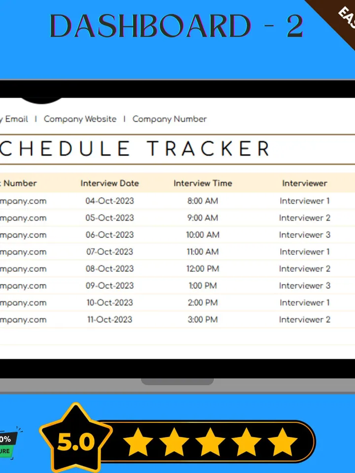 Interview Schedule Tracker Template, Editable Google Sheets, HR Recruitment Management Tool