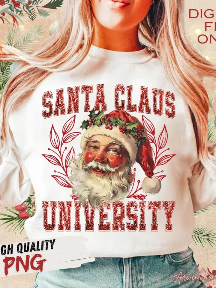 Santa Universty PNG, Retro Christmas png, Vintage Santa png, Christmas png, Santa Claus png, Merry Christmas png, Santa png, Sublimation png