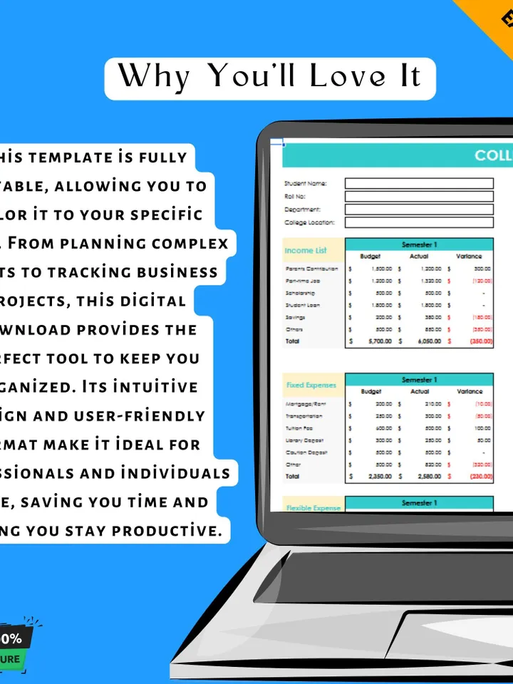 College Student Budget Template, Editable Google Sheets Digital Download, Student Expense Tracker, University Finance Plannerv
