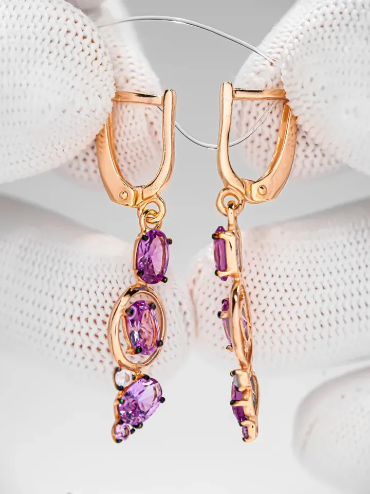 Earrings jewelry silver gilded 925 samples with Alexandrite