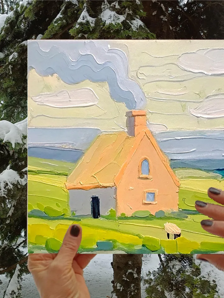 Ireland Painting Irish Farm Original Art Sheeps Painting Kinsale Landscape Impasto Oil Painting Farm Small Artwork Gift by ArtProkopaloSv