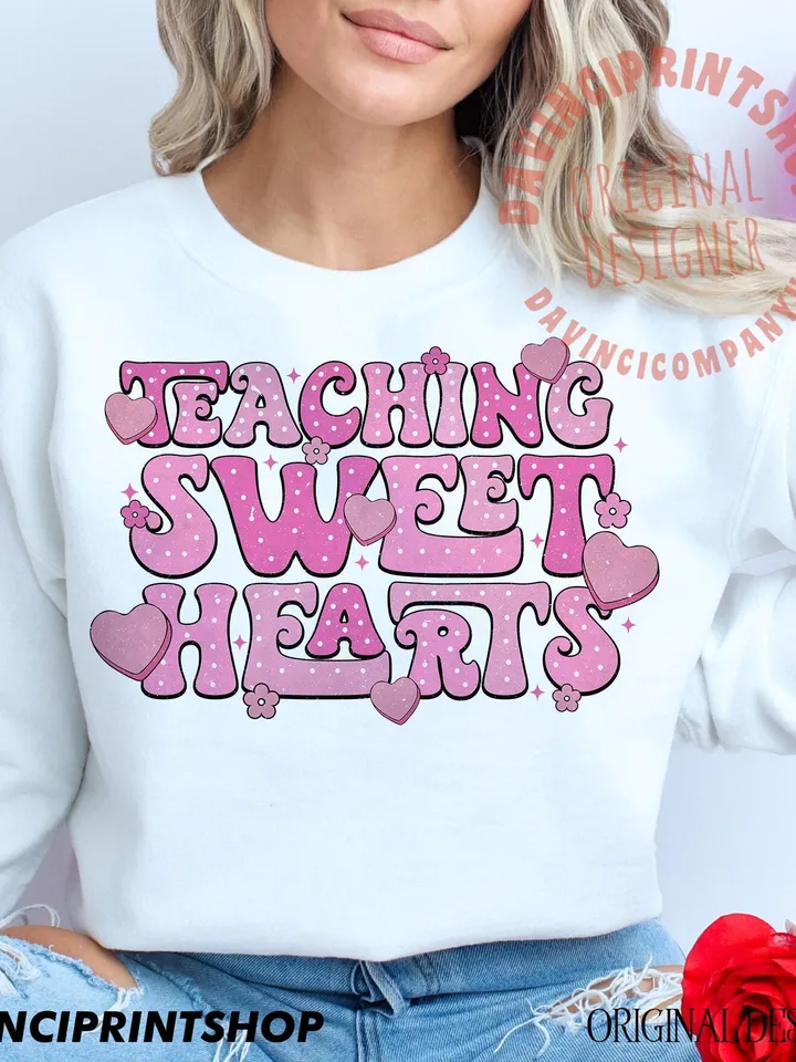 Teaching Sweethearts Png, Teacher Valentines png, Valentines png, Retro Valentines png, Teacher png, Teacher Sublimation, Love png, Hearts