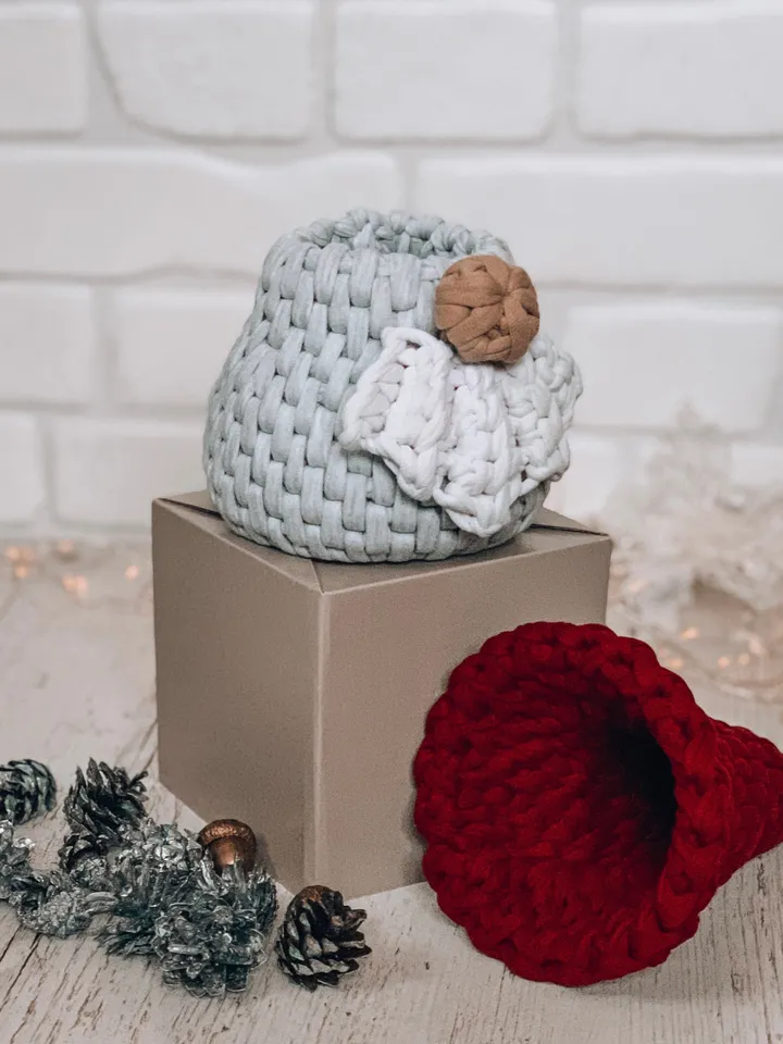 Scandinavian gnome, Nordic gnome, interior gift crochet basket, bathroom storage, wall hanging, eco friendly hugge