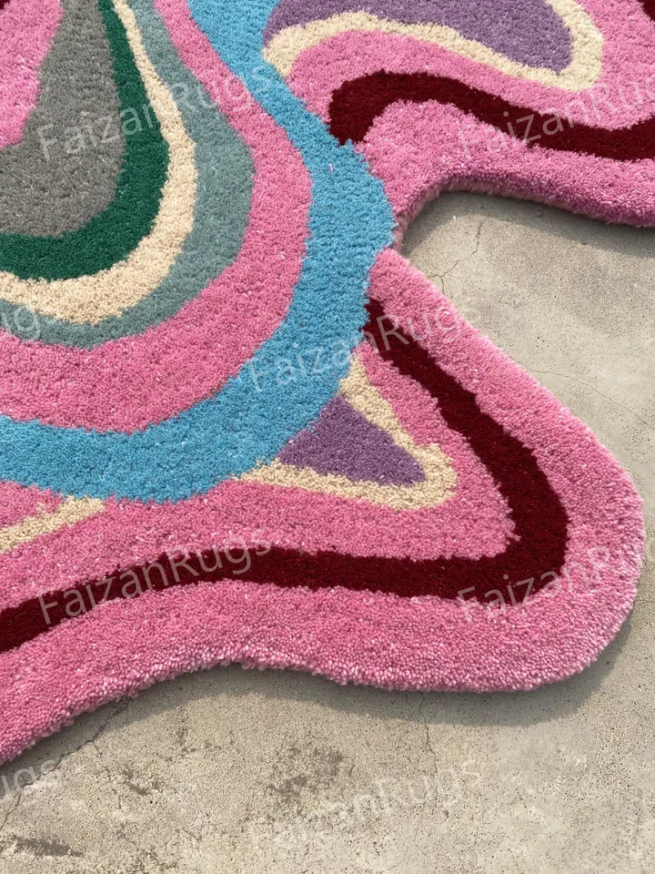 Funky rug, stunning pink rug, hand-tufted area rug, kitchen rug, living room rug, kids' rug, 3x5, 5x7, 6x9, 7x10, 8x10, 9x12, custom rug.