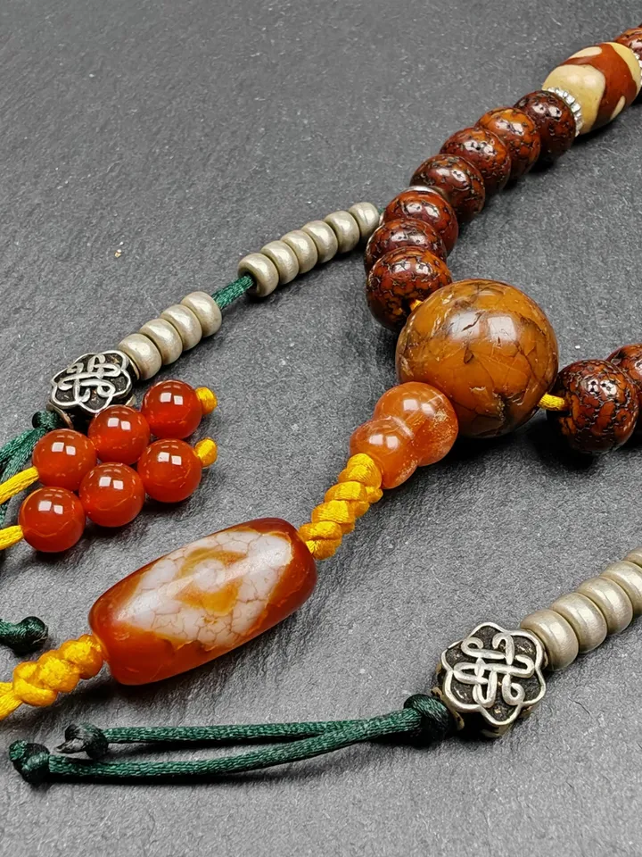 Gandhanra Authentic Tibetan Handhold Wrist Mala - 10mm Old Lotus Seed Beads Bracelet - Best Portable Buddhist Prayer Beads for Meditation