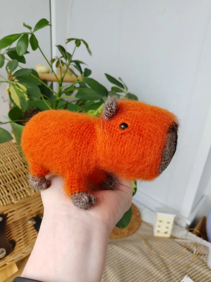 Capybara soft toy orange cute. Holiday gift. Stuffed capybara plush toy