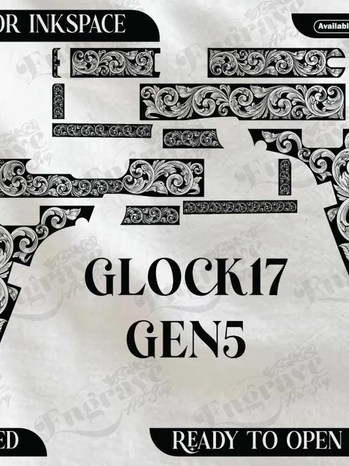 Glock17 Gen5 Scroll Design,lasercut,laserengraving,fiberlaser,engravingfiles,metalart