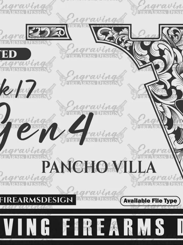 Engraving Firearms Design Glock17 Gen4 Scroll With Pancho Villa Design