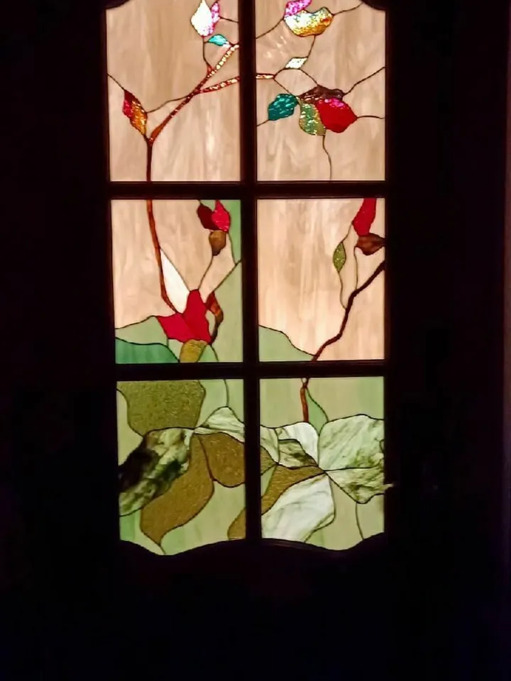 Doors: Magnolias, Tiffany Stained Glass Art, Magnolias Glass Doors, Magnolias Stained Glass Doors, Tiffany Art Glass,
Interior Doors with Magnolias Motif, Doors with Stained Glass, Stained Glass-Embellished Doors, Decorative Stained Glass Doors