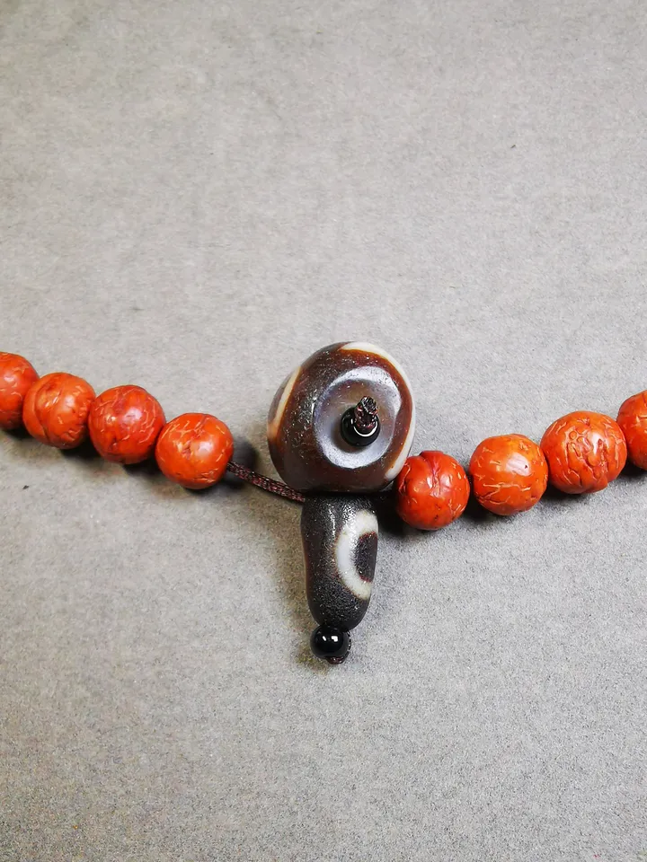 Gandhanra Old Sky Earth Dzi Guru Bead,T-drilled 3-Hole Mala Bead, Prayer Bead,Connector Bead for Buddhist Bead