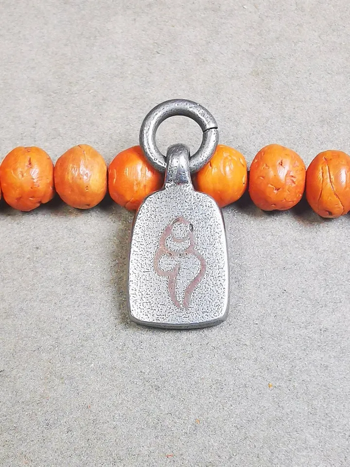 Gandhanra Handmade Tibetan Mala Pendant,Small Shankha Conch Amulet for Prayer Beads,Bag Hanging,0.94" × 0.5"