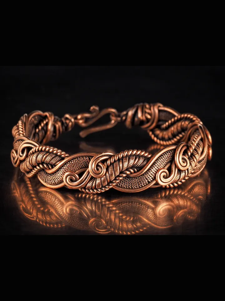 Unique handmade copper wire wrapped bracelet for woman Woven wire copper jewelry Wire wrap art copper jewelry Handmade