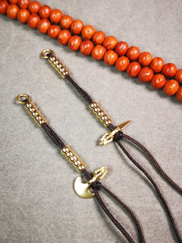 Gandhanra Handmade Tibetan Buddhist Mala Counters,Prayer Bead Counters,with Kila and Kartika Pendant,Made of Brass