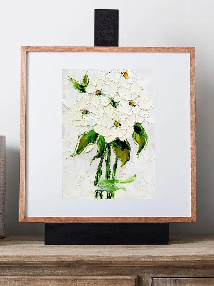 Zinnia Painting Flowers Original Art Meadow Wall Art Decor Gifts for Her by ArtProkopaloSv