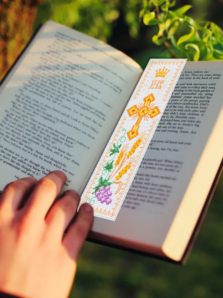 Bible bookmark cross stitch pattern PDF download Simple handmade bookmark digital PDF, Christian cross stitch chart, Bible accessories #B129