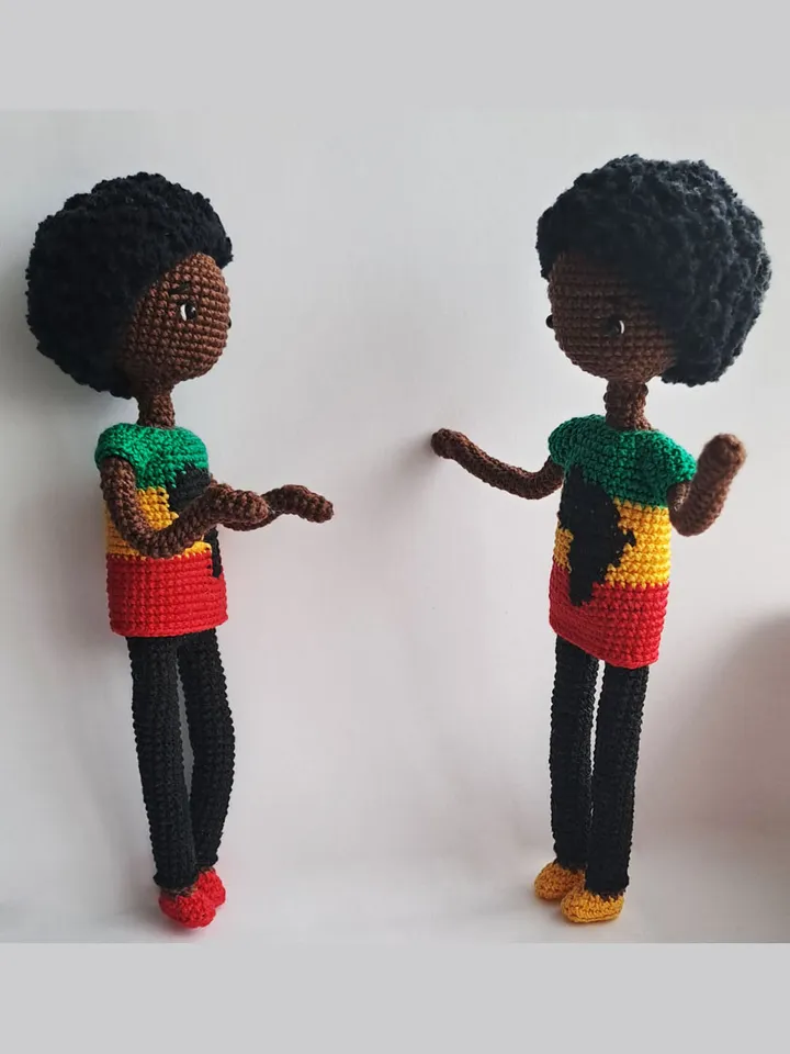 African doll pattern. African boy doll. Crochet african doll. Male african doll