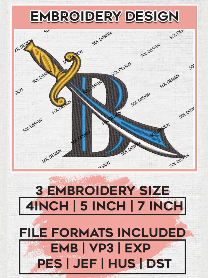 NCAA East Tennessee State Buccaneers Team Letter Logo Embroidery Design Files, NCAA East Tennessee State Buccaneers Machine Embroidery, NCAA Teams, 3 sizes, NCAA Machine embroidery designs, Digital Download