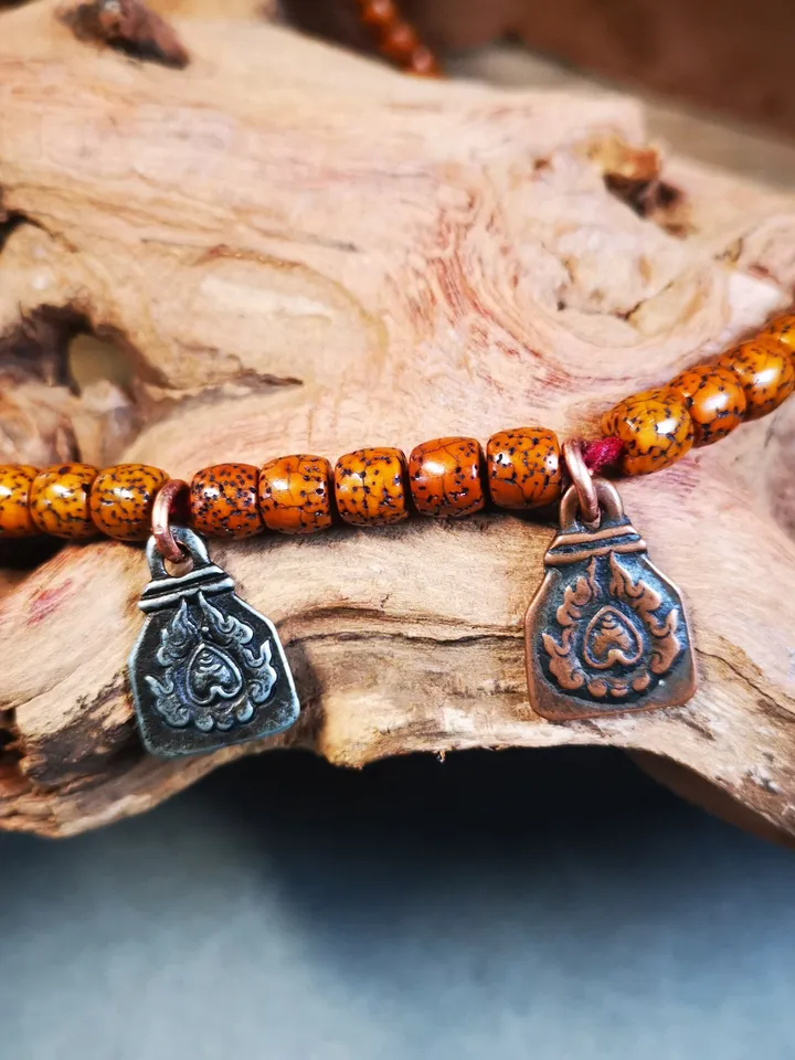 Gandhanra Handmade Mala Counter, Fire Flame Pendant, Prayer Beads Accessories,Made of brass