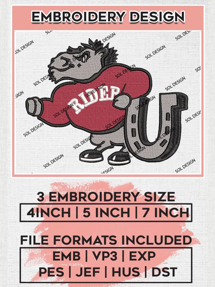 NCAA Rider Broncs Football Team Mascot Logo Embroidery Design Files, NCAA Rider Broncs Machine Embroidery, NCAA Teams, Game Day, 3 sizes, NCAA Machine embroidery designs, Digital Download