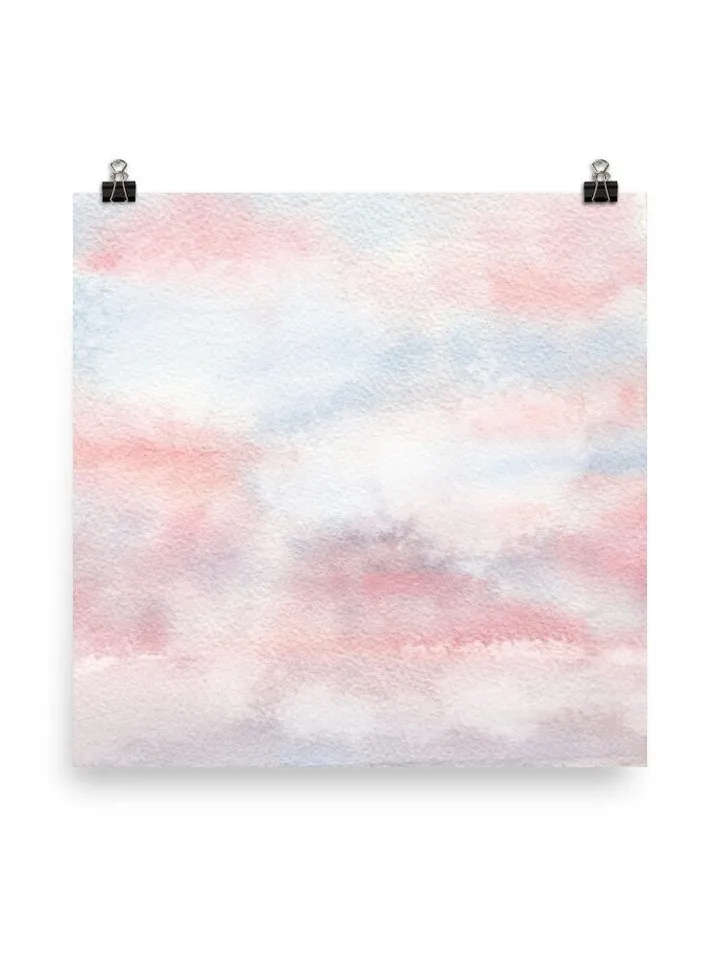 Pastel Cloud Print, Watercolor Painting, Cloud Art Print, Pink Sunset Print, Watercolor Sky, Above The Bed Art, Blush Pink Wall Art Print