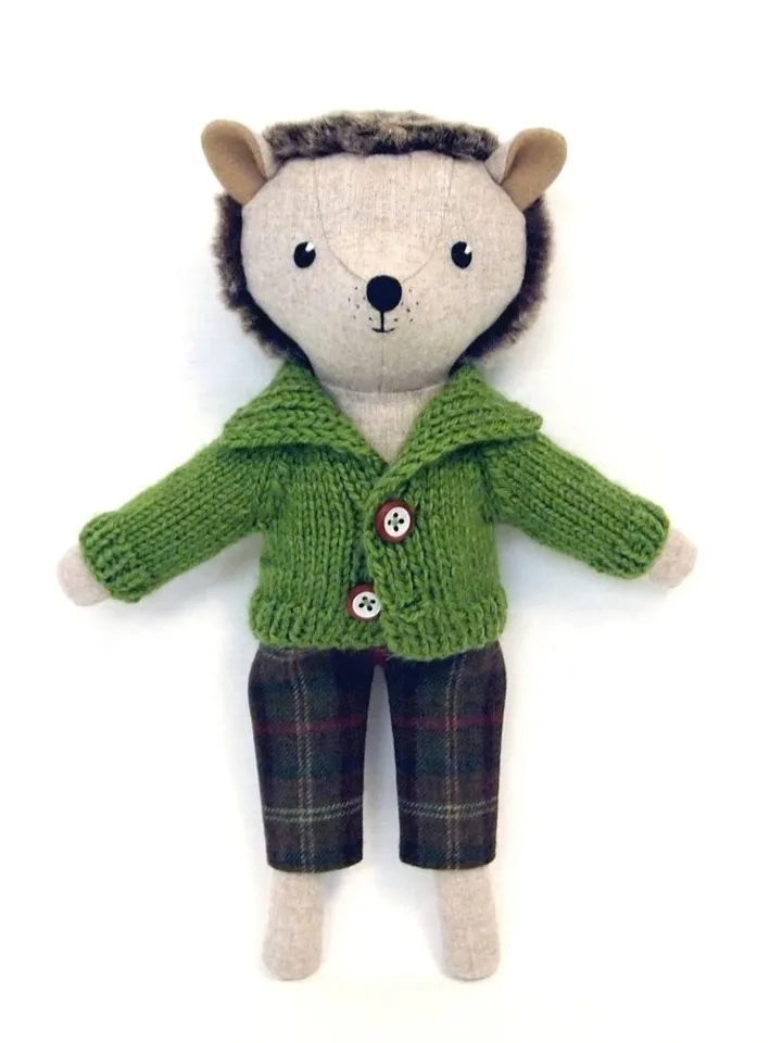 Hedgehog boy, wool stuffed plush toy, handmade animal doll, hedgehog soft toy