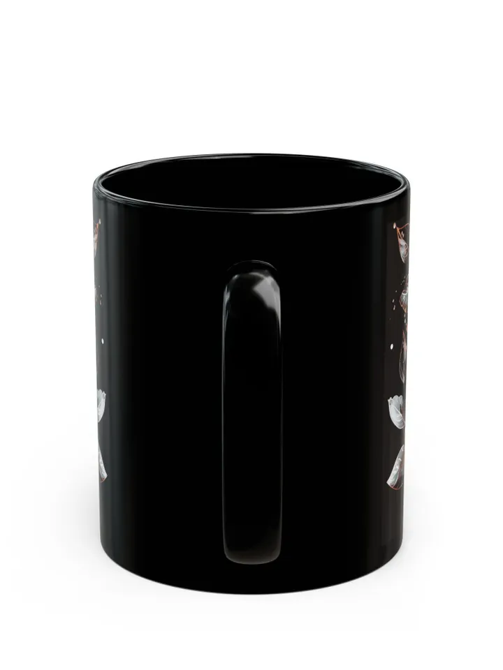 Black Floral Mug, Coffee Lover Gift, Tea Cup, Home Decor, Chic Kitchen Accessory, Ceramic 11oz 15oz