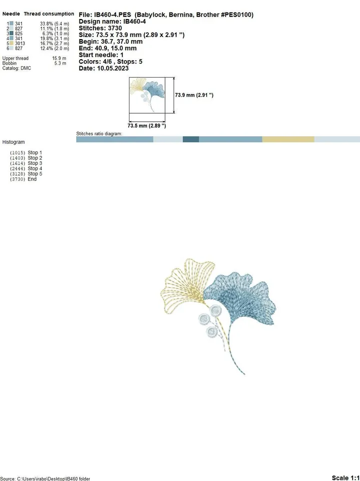 Ginkgo sprigs set of machine embroidery designs floral embroidery pattern digital embroidery motif
