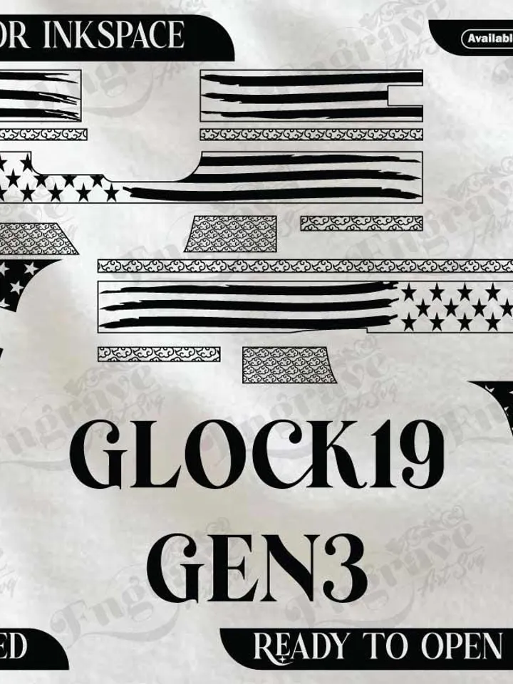 Glock 19 Gen 03 American Flag Design,lasercut,laserengraving,fiberlaser,engravingfiles,metalart