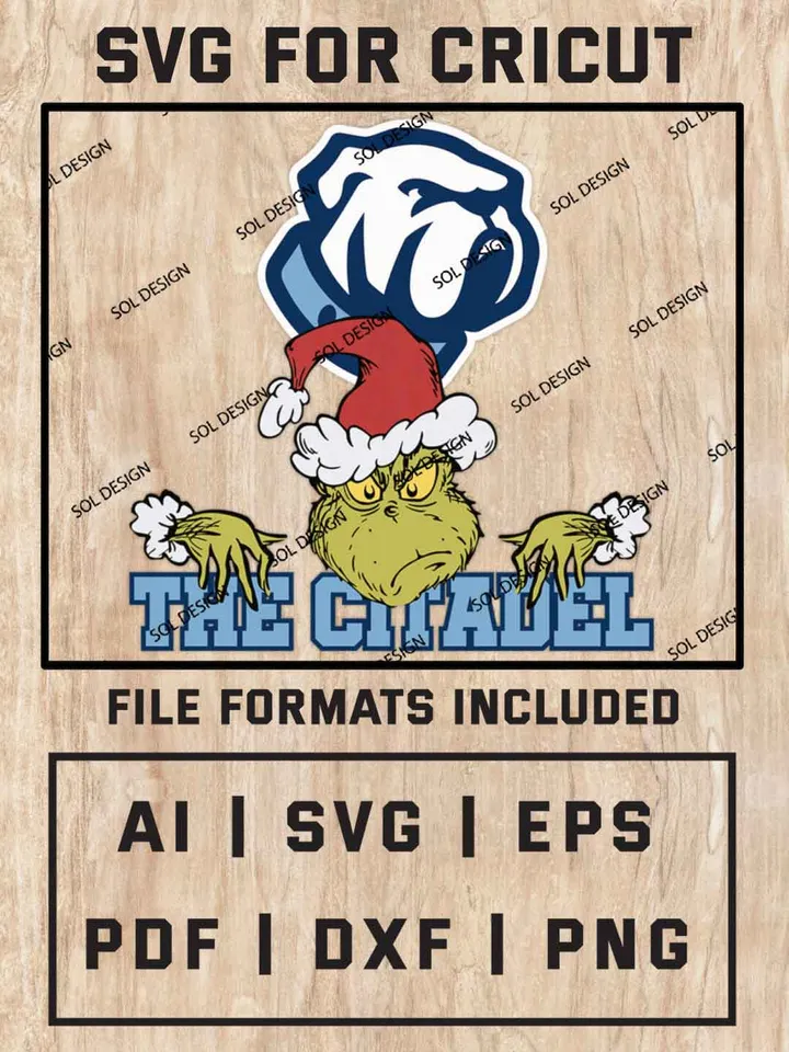 Grinch The Citadel Bulldogs SVG, NCAA SVG Design, NCAA The Citadel Bulldogs SVG, NCAA The Citadel Cricut, Christmas Svg, Grinch svg, Digital Download