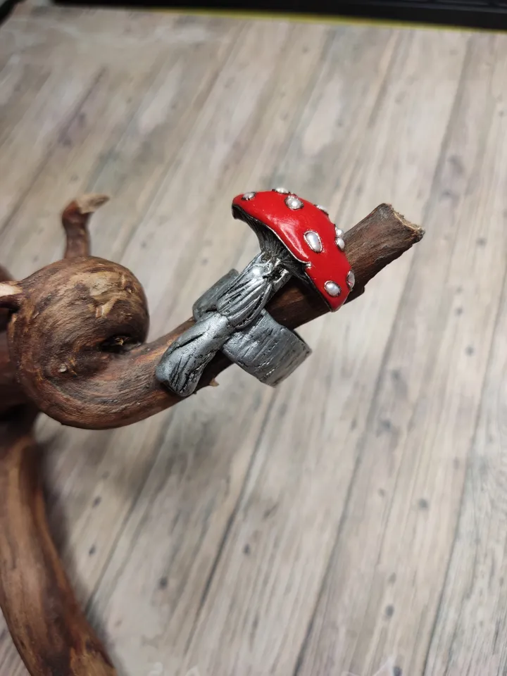Mushroom ring, fly agaric ring, fly agaric, muscaria jewelry, red mashroom, Forest
