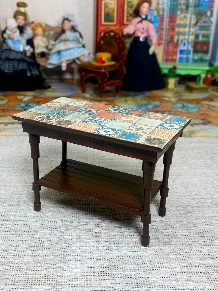 Handmade table for a dollhouse.1:12 scale. Doll house table. This table is ideal for scale 1:12.