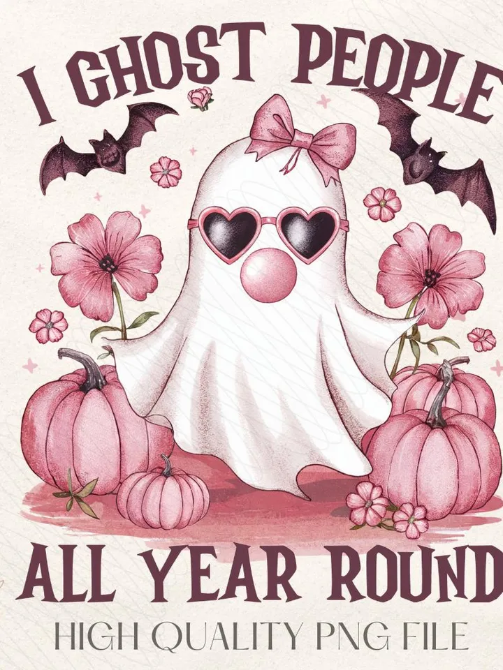 Cute Girly Ghost blowing bubble PNG Ghost People Png, Halloween Png, Cute Ghost,Retro Fall PNG Retro halloween Checkered Ghost bow png