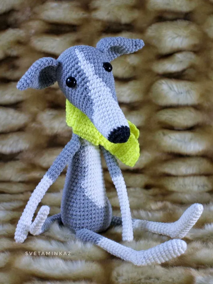 Greyhound Crochet Pattern, Whippet, Sighthound, Galgo, Italian Greyhound, Lurcher Amigurumi Dog. Digital Download. PDF.