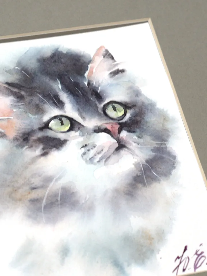 Kitten Original painting in watercolor Animals by Yulia Evsyukova