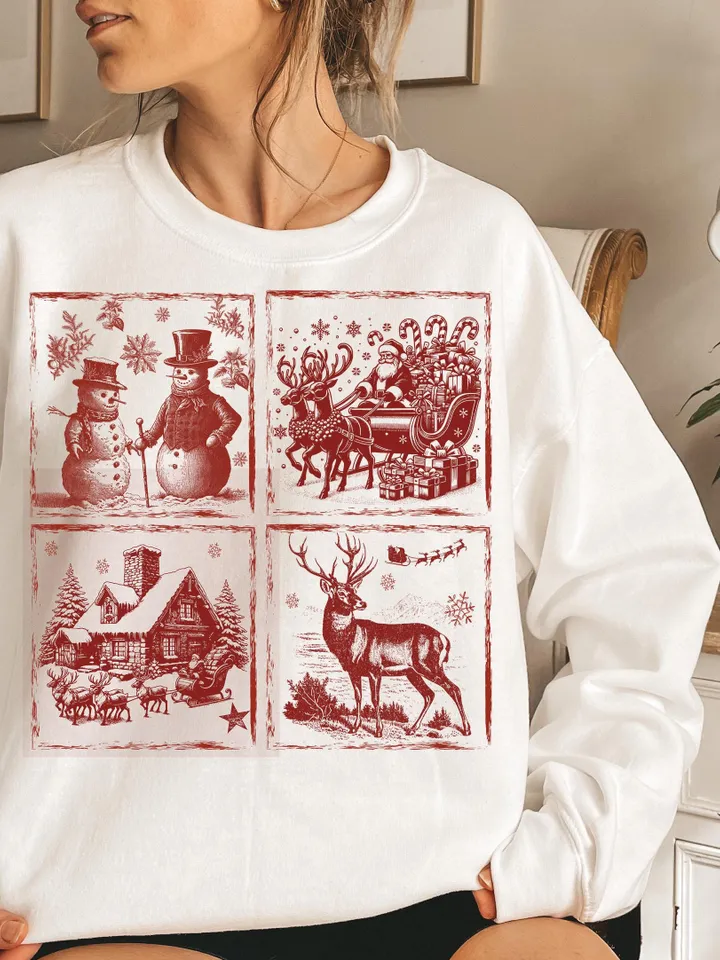 Vintage Retro Christmas PNG Cute Santa Reindeer Snowman Gingerbread Man Cookies Magic Christmas Vintage Christmas Png Trendy Xmas ORIGINAL