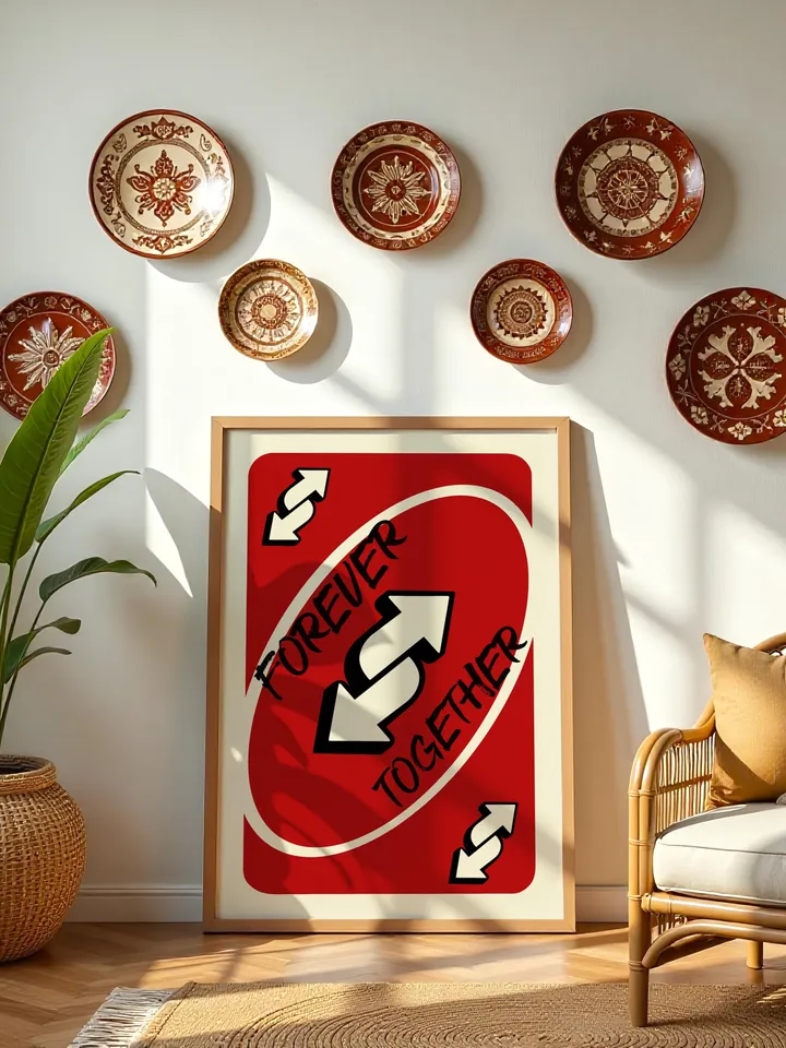 Forever Together play Reverse Card Wall Art Funny Meme Poster Digital Download Red Black Typography Pop Culture Print Game Room Meme Decor