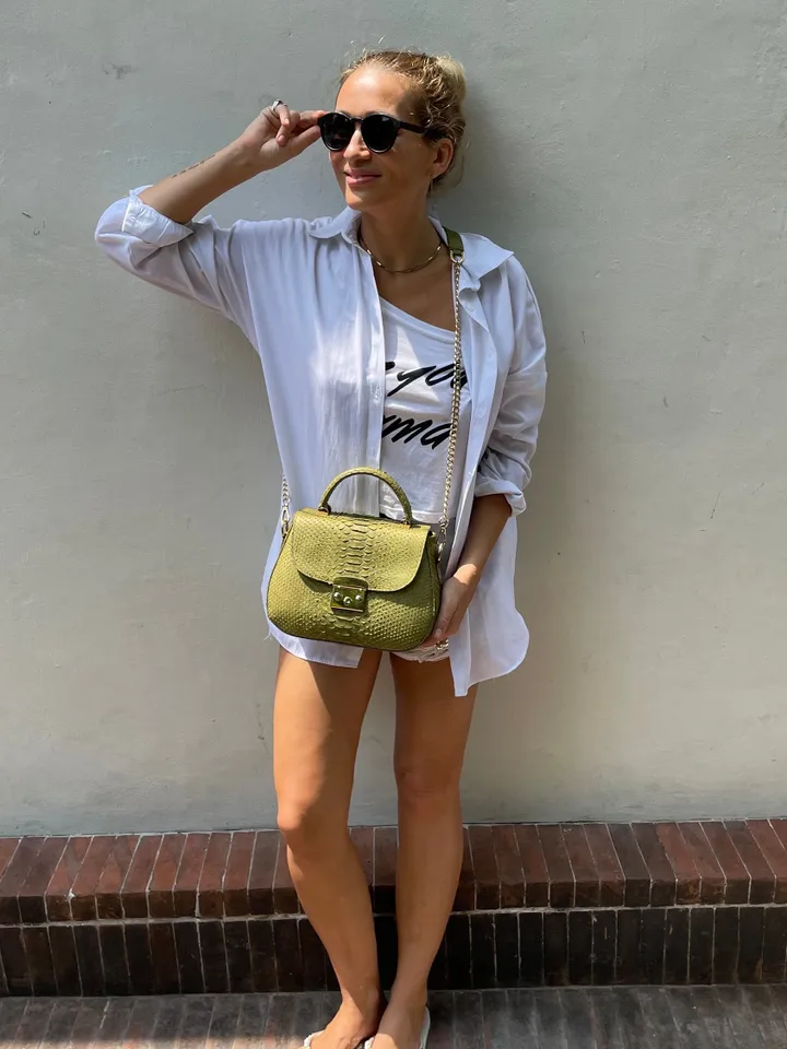 Genuine python top handle bag / designer bag / exotic leather bag / khaki purse exotic leather / snake  print designer classy purse