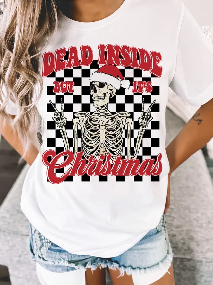 Dead Inside But It's Christmas PNG-Christmas Sublimation Digital Design Download-skeleton png, holidays png, santa claus png, funny png file
