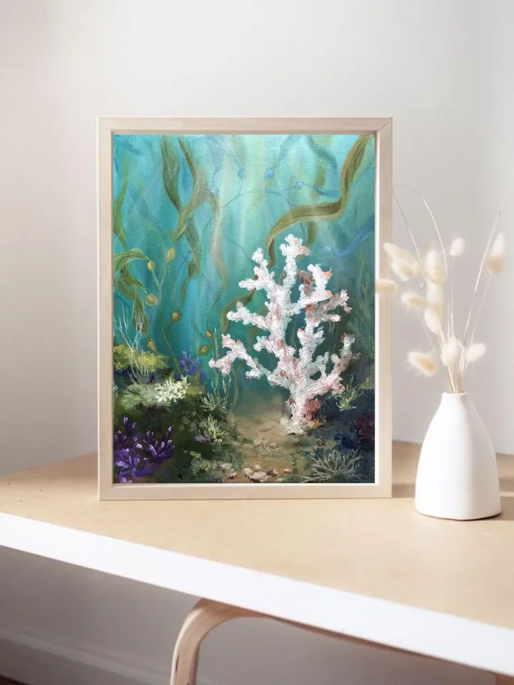 Coral Reef Painting Underwater Art Sea Life Original Painting Ocean Wall Art