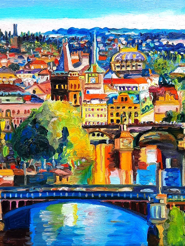 Prague Art Original Oil painting Czech Republic Oil on canvas