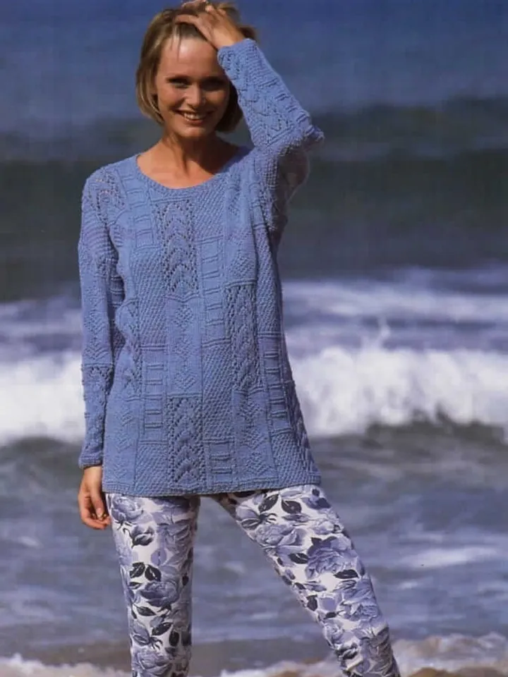 Knitting sweater pattern, knit classic sweater,  easy sweaters women’s ,  long  sweaterPDF