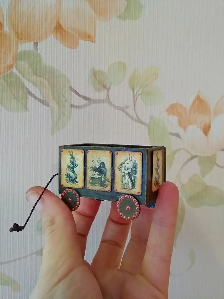 Toy trolley. Toy for dolls. Puppet miniature.1:12 scale.