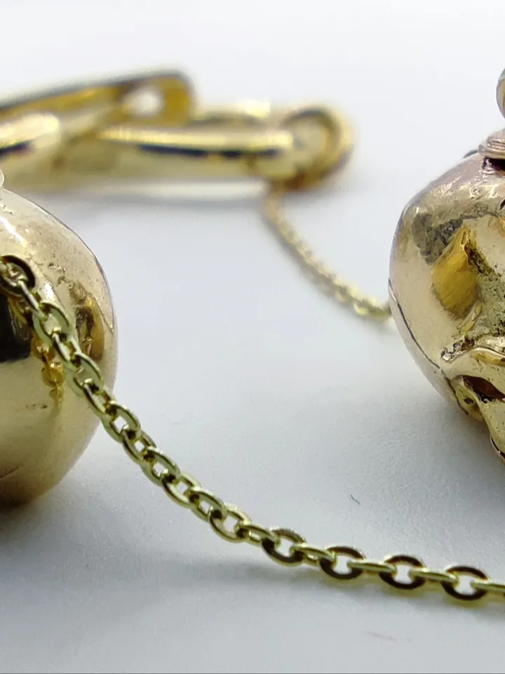 Long Skull Earrings - 14K Yellow Gold (585 Gold)