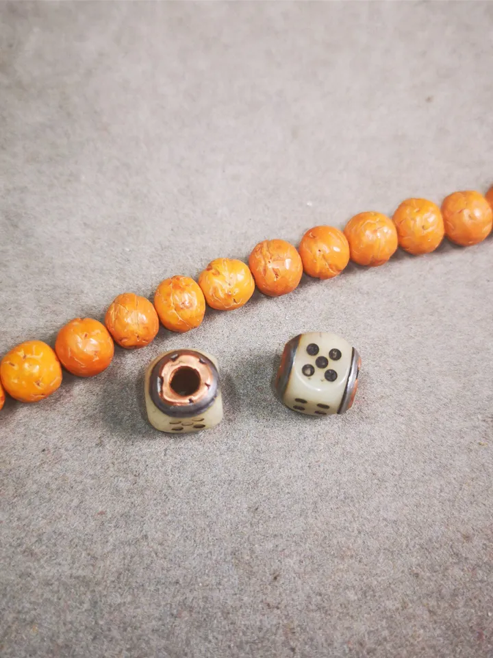 Gandhanra Yak Bone Carved Tibetan Mala Spacer Beads,Dice Marker Beads for Prayer Beads Necklace Accessories,0.43&quot; × 0.4&quot;