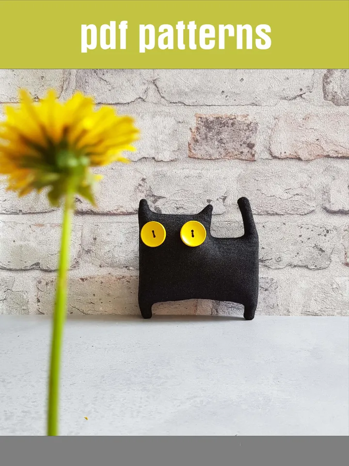Black Cat Sewing pattern PDF, halloween doll diy, stuffed animal pattern