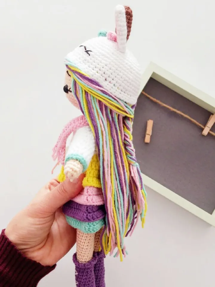Crochet Doll, Unicorn Girl Personalized Doll, Amigurumi Knitted Soft Plushie Toy, Infant Baby Birthday Gift Box, For Her Valentine's Day