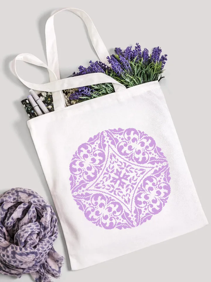 Flower mandala cross stitch pattern PDF download Monochrome cross stitch chart, Simple mandala pattern digital PDF, Mandala ornament #M262