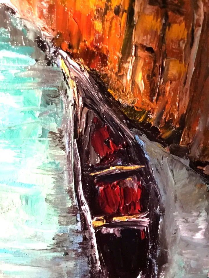 Venice painting,Italy painting,original oil painting on canvas board,Venice canals,gondola wall art.