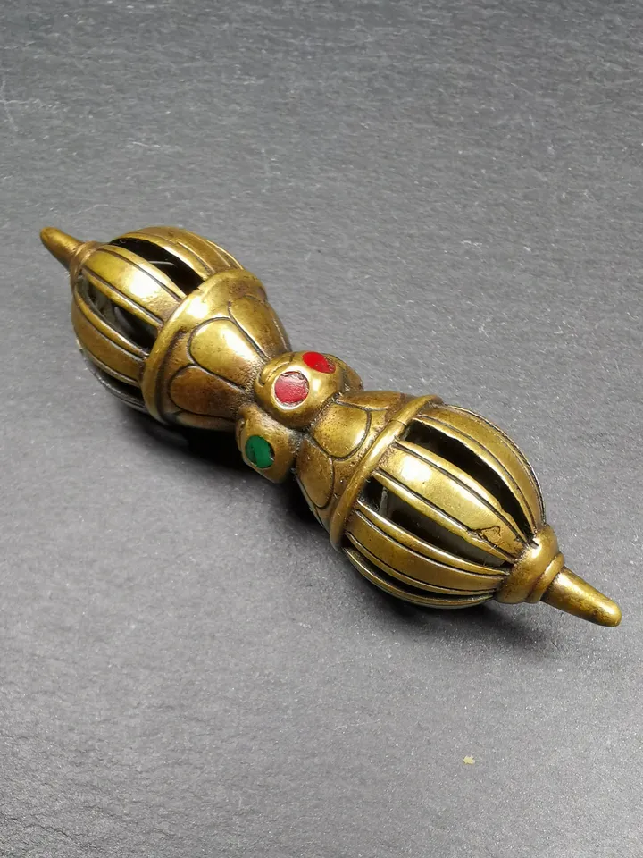Gandhanra Handmade Vintage Nine-pronged Vajra Dorje ,Tibetan Tantric Buddhism (Vajrayana) Ritual Implement,3.0"